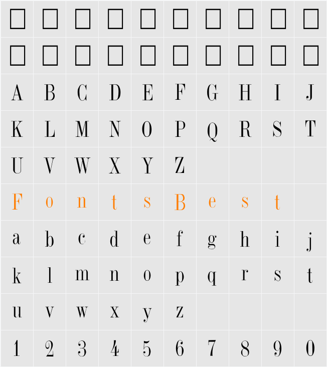 Dubiel (Plain)Thin Character Map