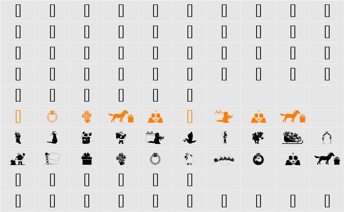 GE Christmas Silhouettes Character Map