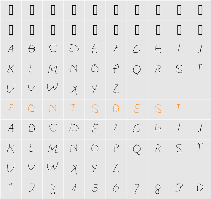 Kid_Font_ Character Map