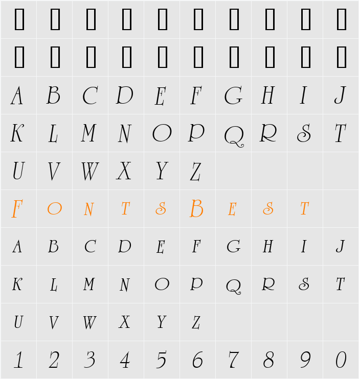 a_RomanusCps Character Map