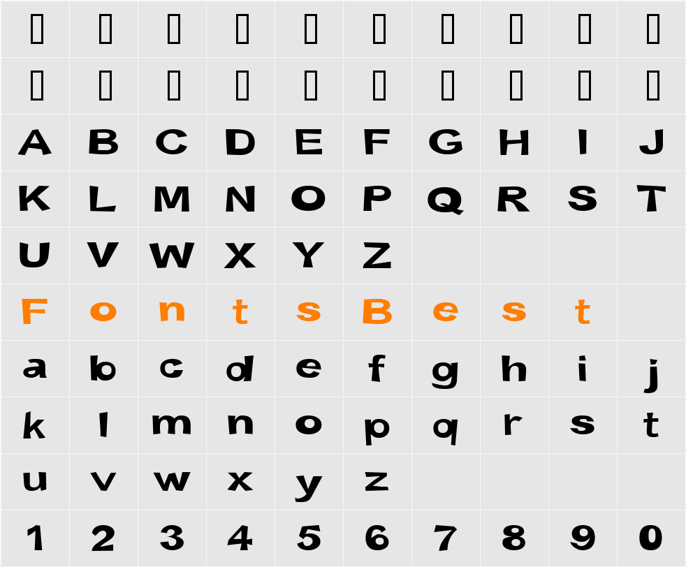 Snott 2000 Character Map