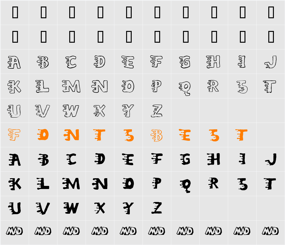 Liquidy Bulbous Character Map