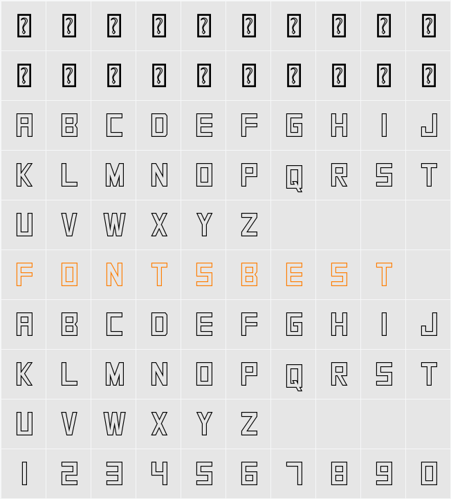 SquareFont Outline Character Map