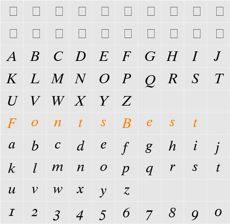 Greco Ten OldStyle SSi Character Map