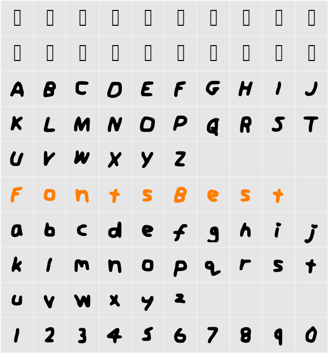 JordansFontt Character Map