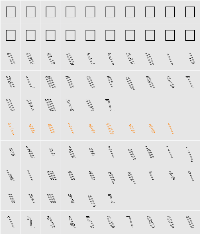 FZ BASIC 49 HOLLOW LEFTY Character Map