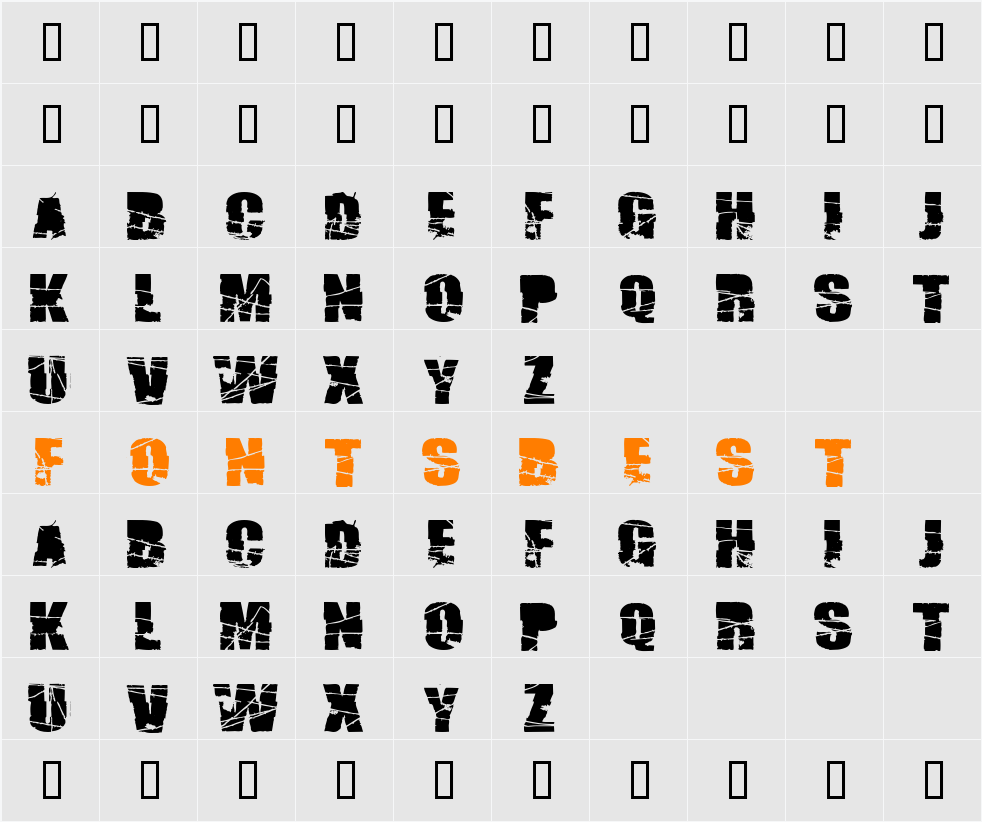 Broken74 Character Map