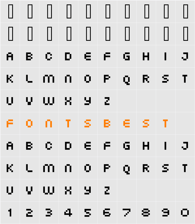 XG pixo Character Map