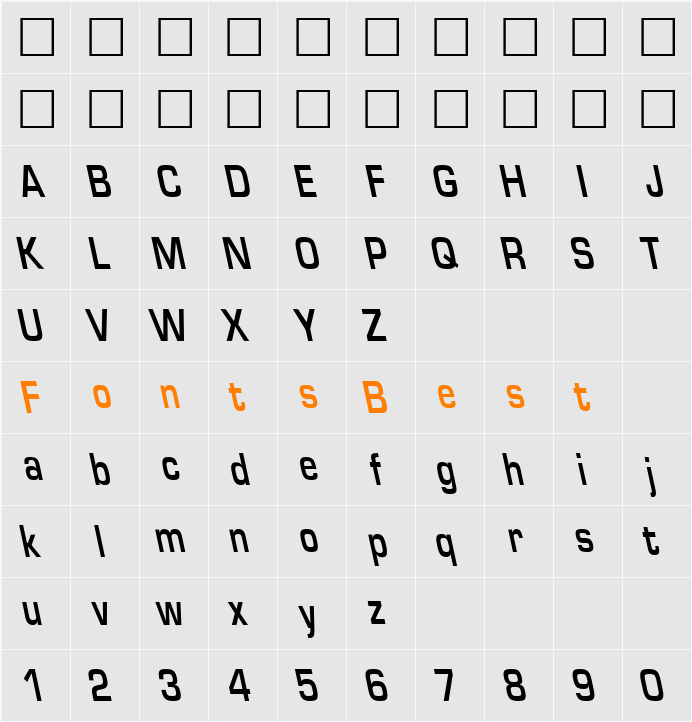 EuroseCondBackslant Character Map