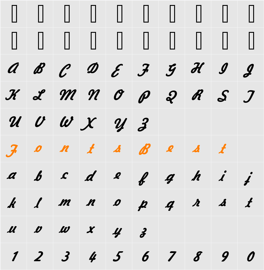 Jott 43 Character Map
