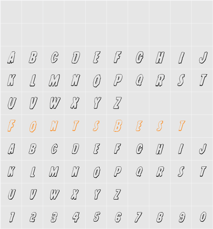 Young Frankenstein 3D Italic Character Map
