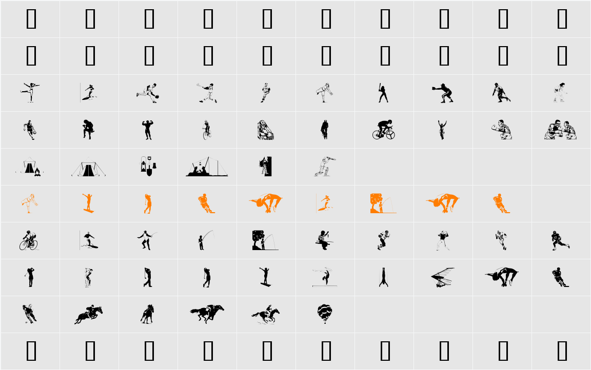Sports 1 Character Map