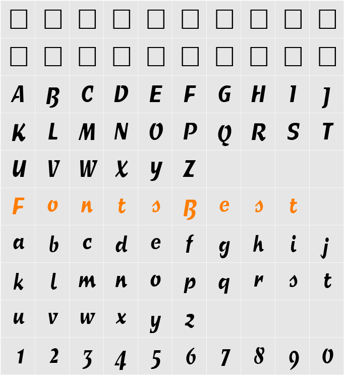 SprintExtraCond Character Map