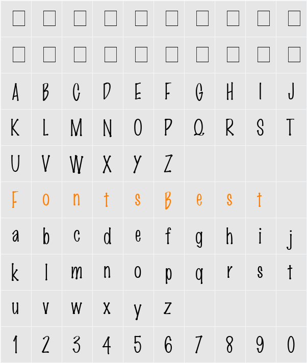MarkingPen-Thin Character Map