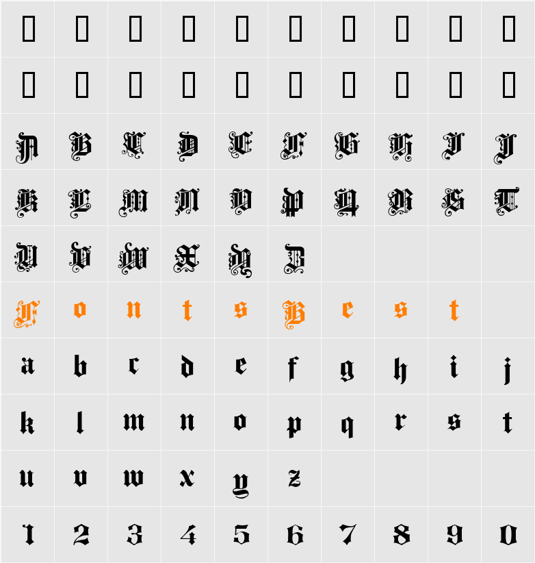 ProgressiveText Character Map