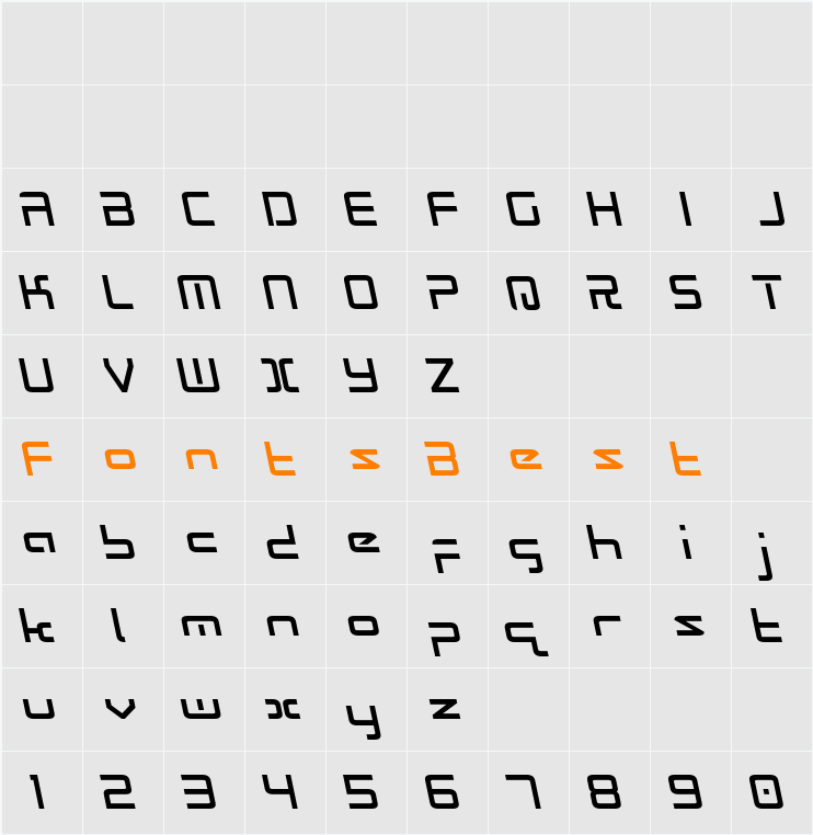 Radio Space Leftalic Character Map