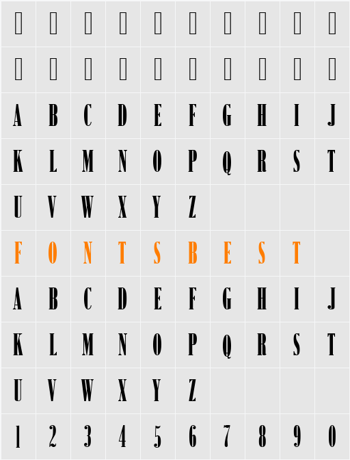 Bodoni Becker No2 Comp Ultra Character Map