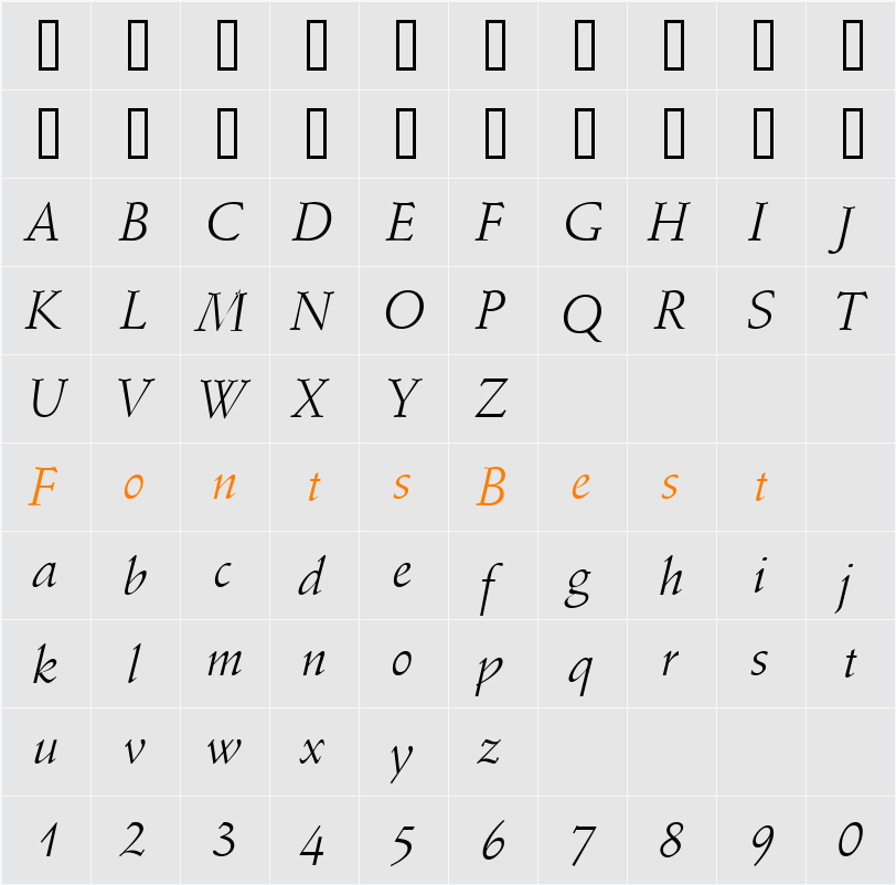 VANIEL 1 Character Map