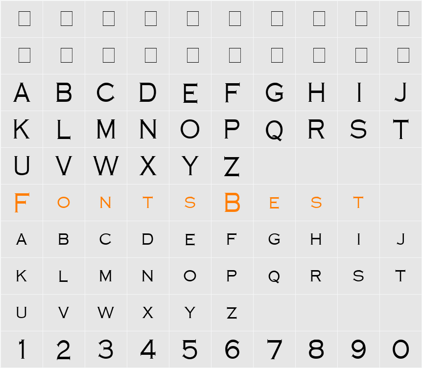 Cobalt Condensed Character Map