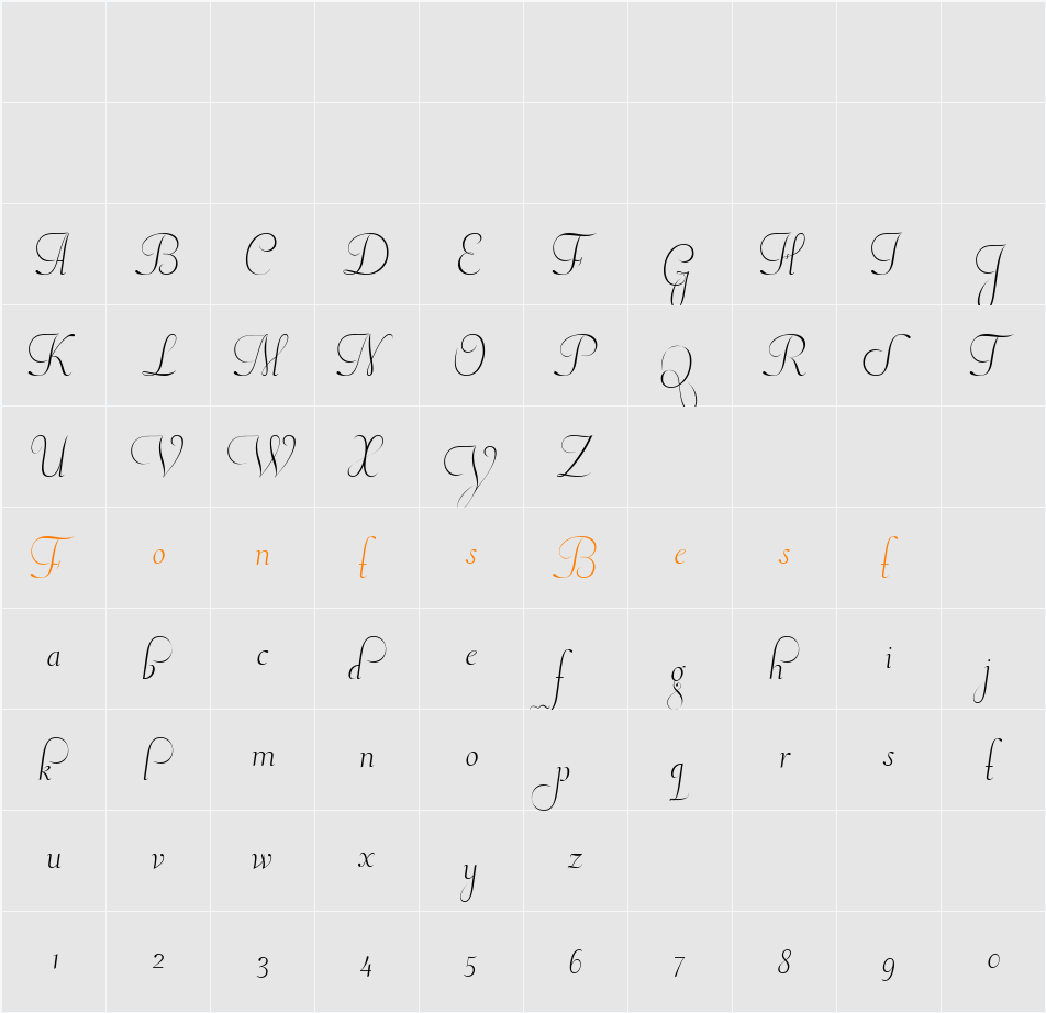 PlumaSegunda Character Map