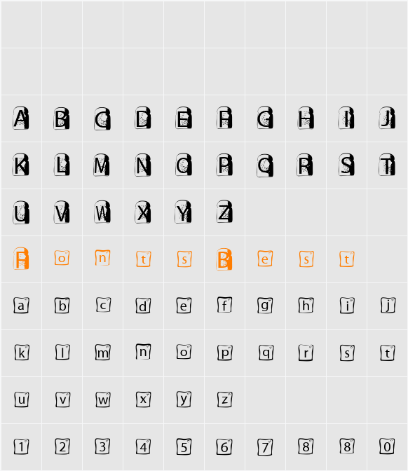 Toasty Character Map