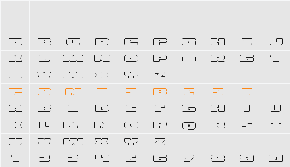 Illumino Outline Character Map