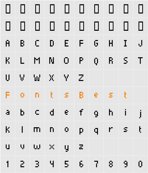 Pixelade Character Map
