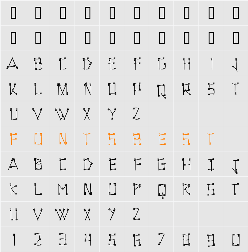 ToothBrush Character Map
