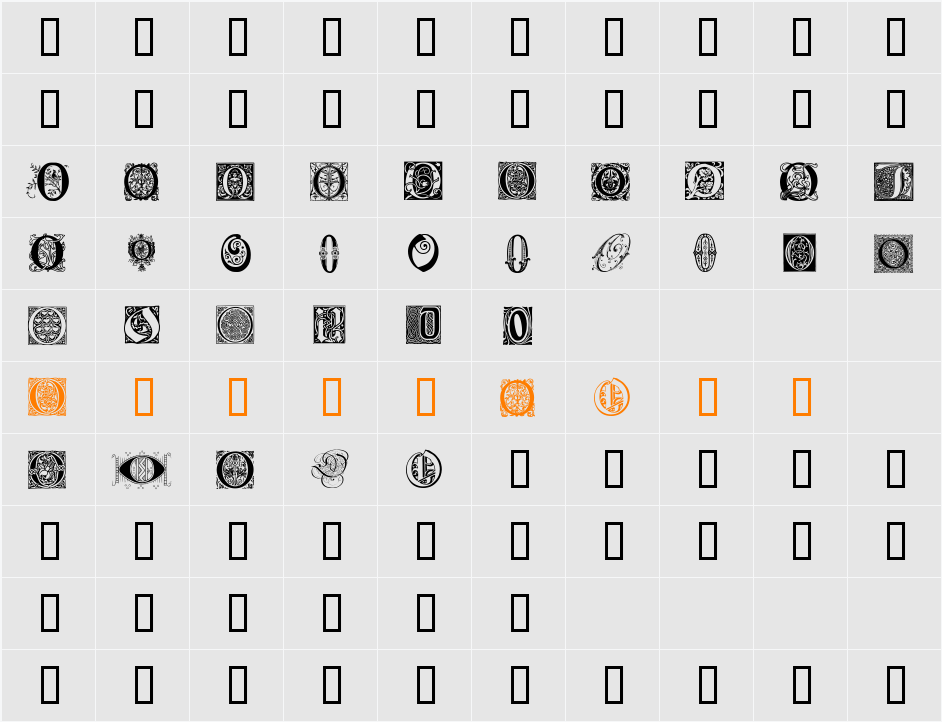 Ornamental Initials O Character Map