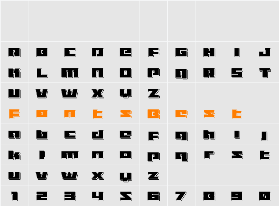 Turbo Charge Punch Character Map