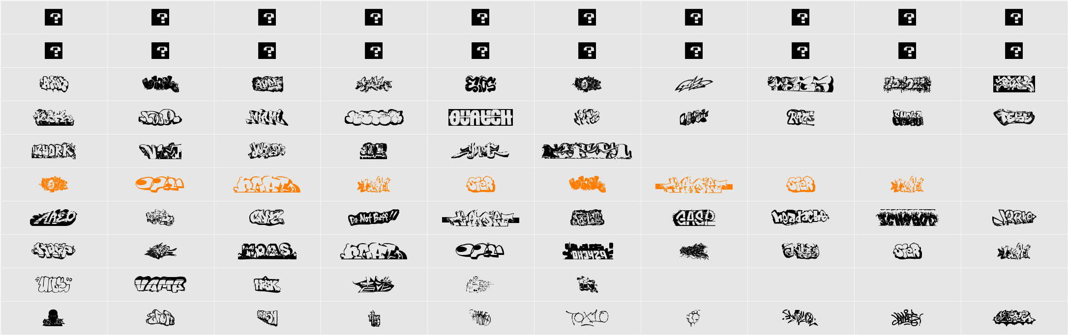 DingGrafs Character Map