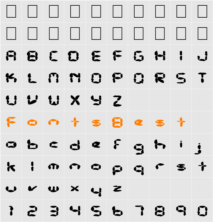 FZ DIGITAL 10 MANGLED EX Character Map