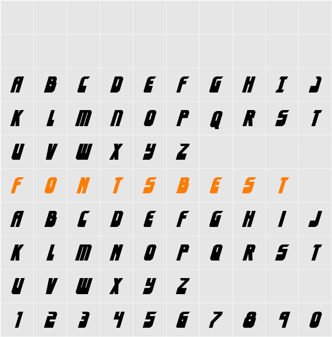 Eldebaran Bold Italic Character Map