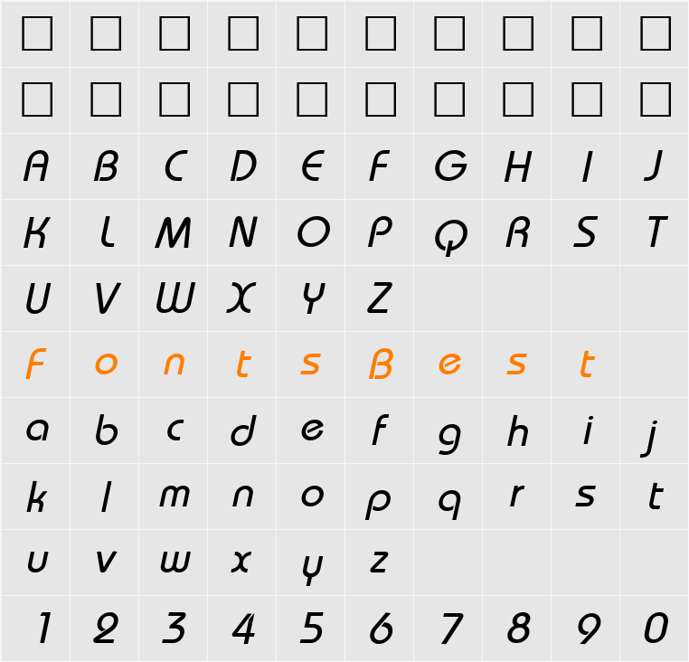 BordeauxMedium Character Map
