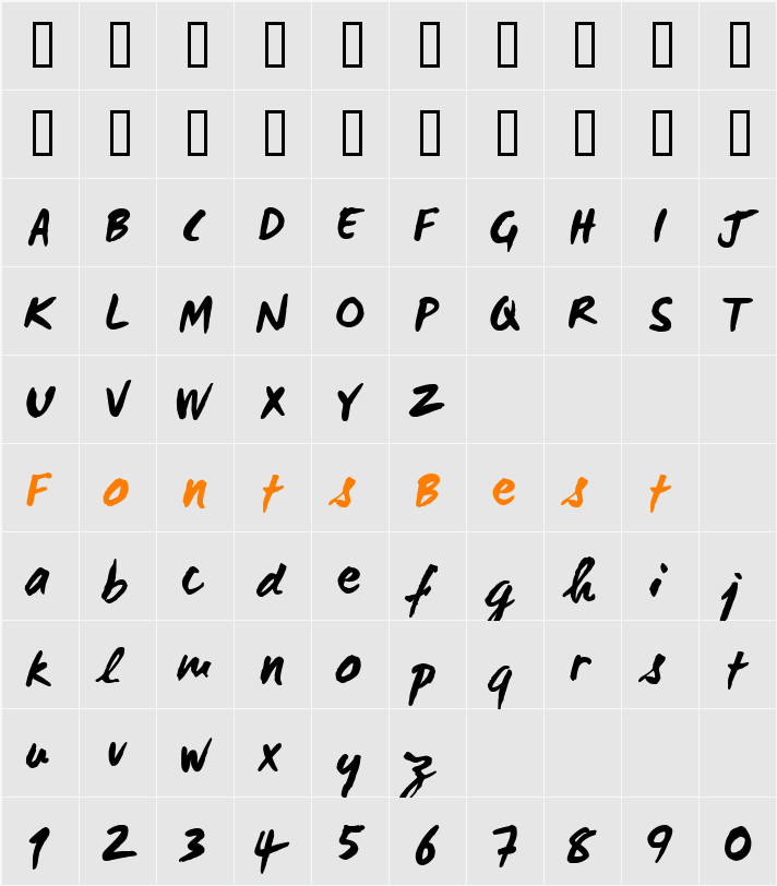 WC Mano Negra Bta Character Map