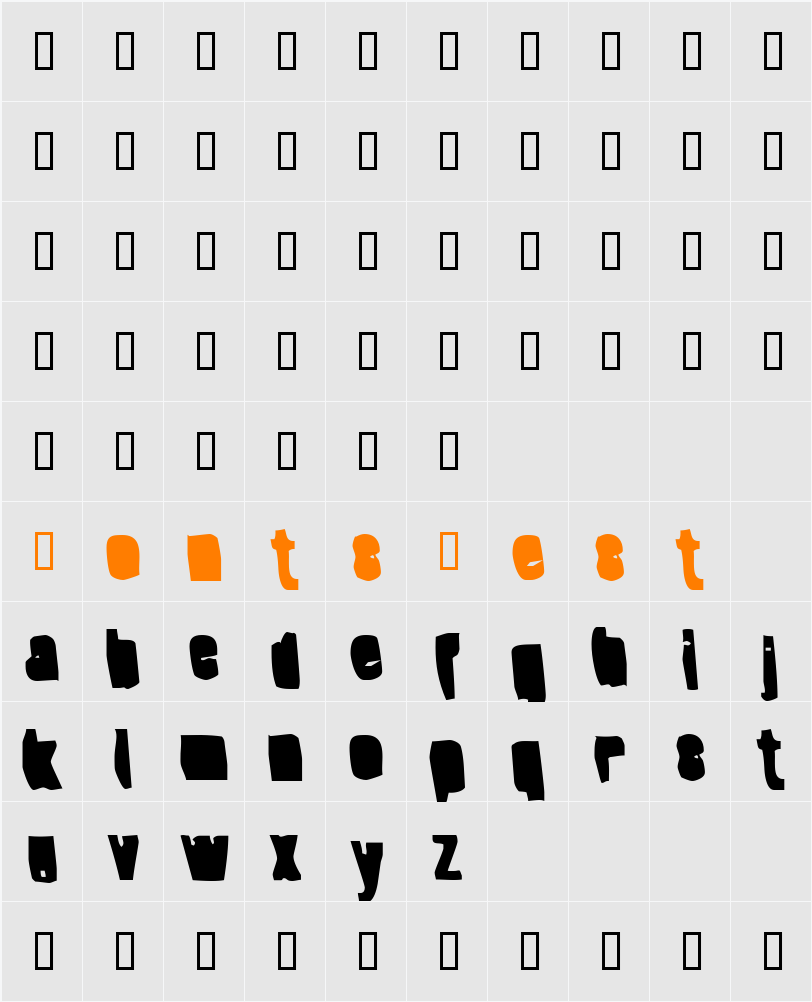 Splump Character Map