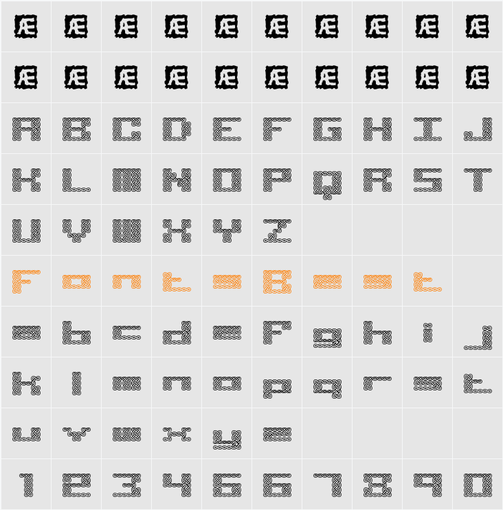 Knot BRK Character Map