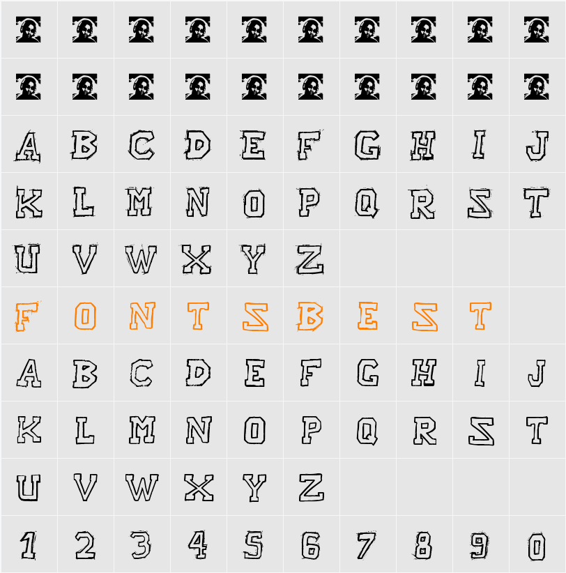 Raslani American letters Character Map