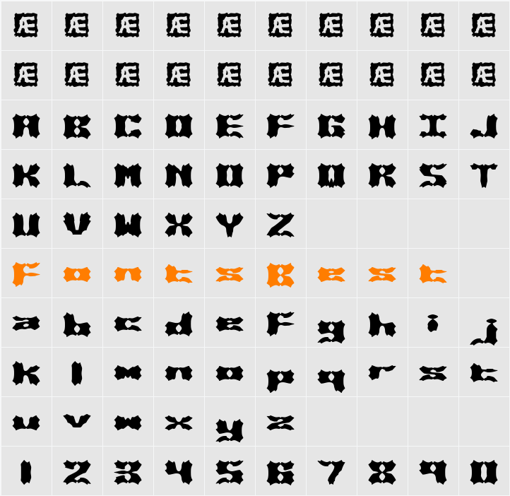Vanished BRK Character Map