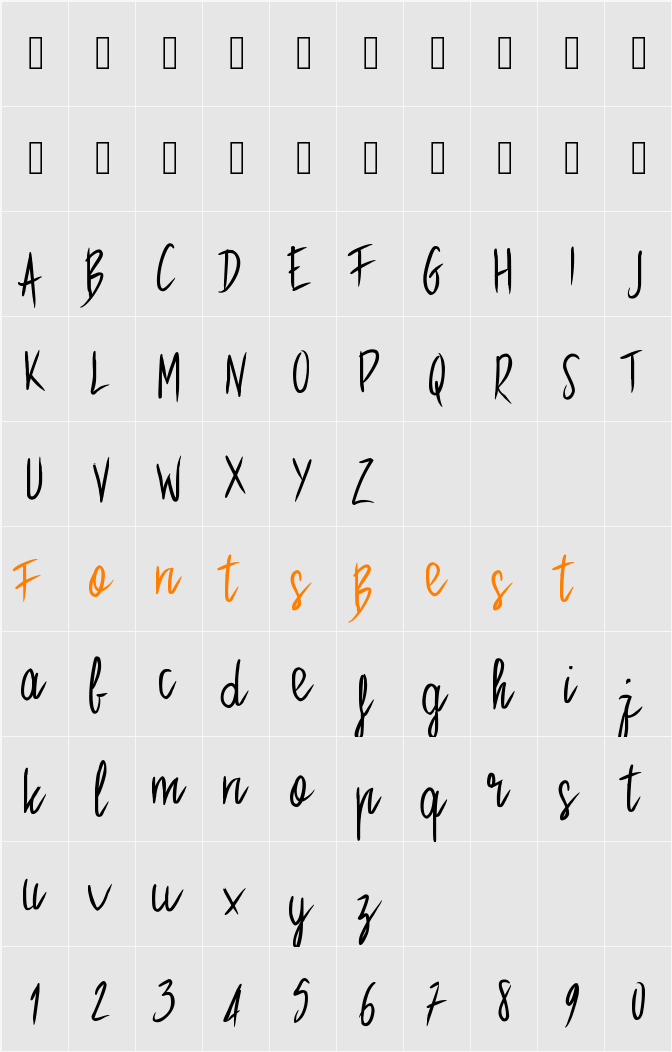 PWStraight Character Map