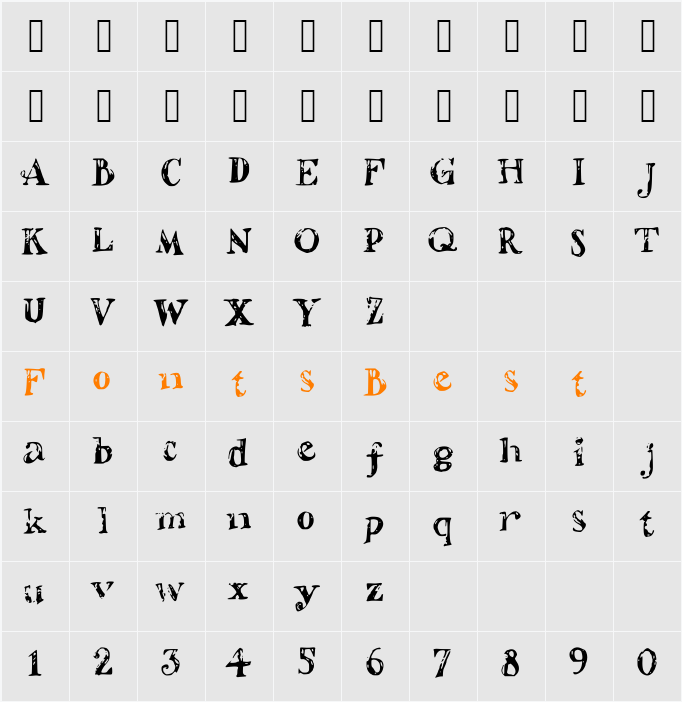ShadedLetters Character Map