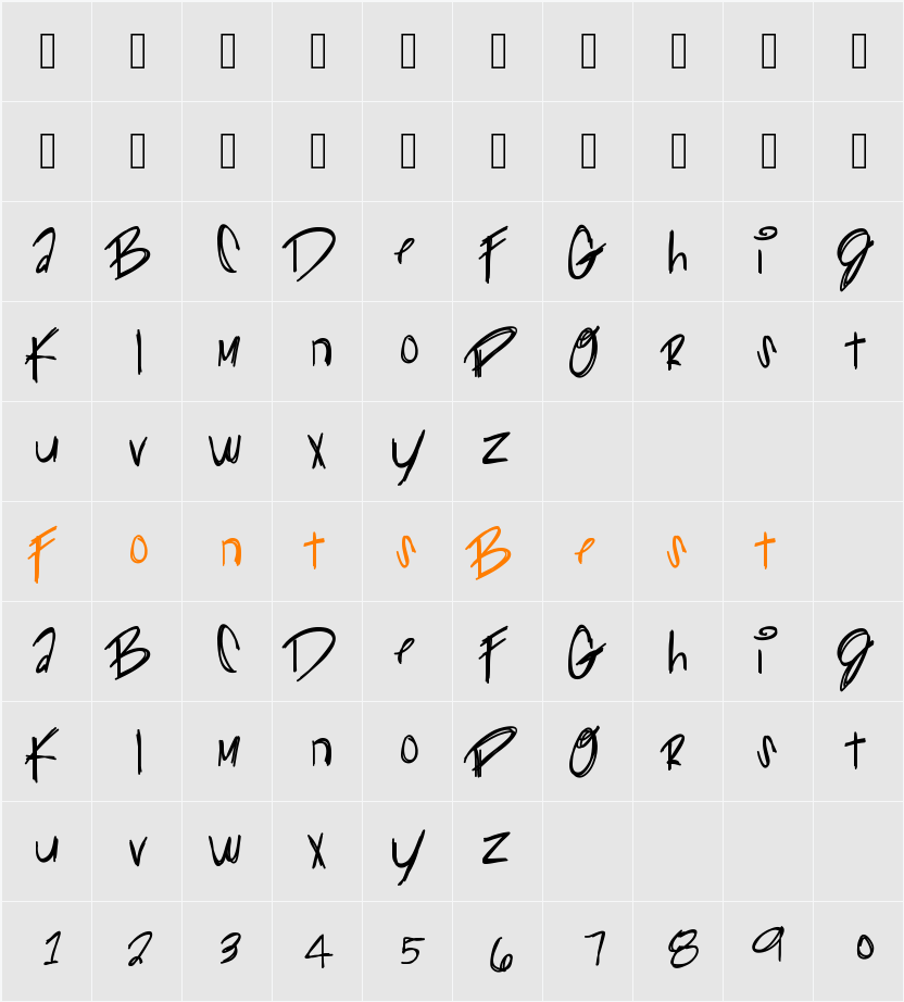 GliiterKitty Character Map
