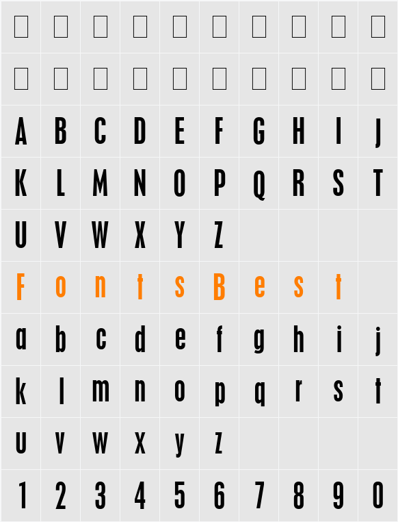 Placard Condensed Character Map