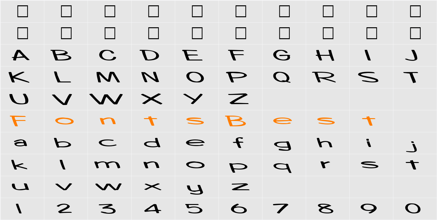 BoosterRocketLight83 ttext Character Map