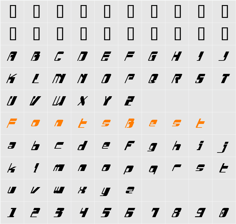 Drosselmeyer Italic Character Map