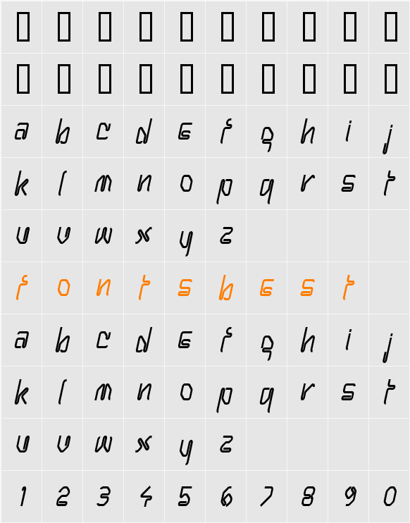 Hanger Condensed Character Map