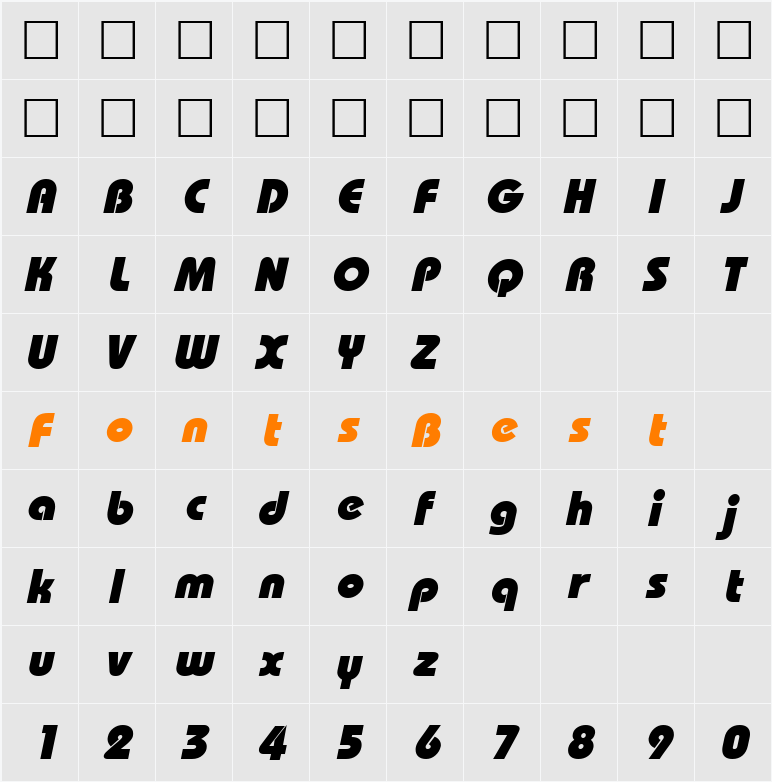 BordeauxBlack Character Map