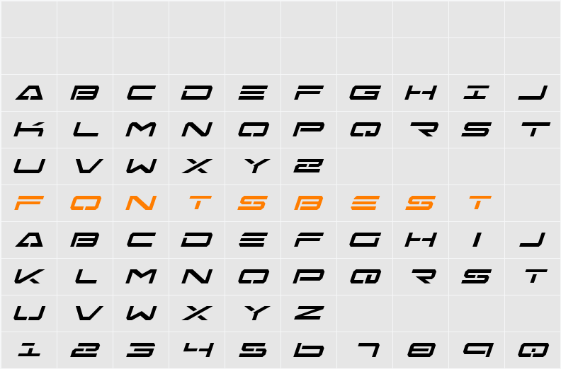 Free Agent Italic Character Map