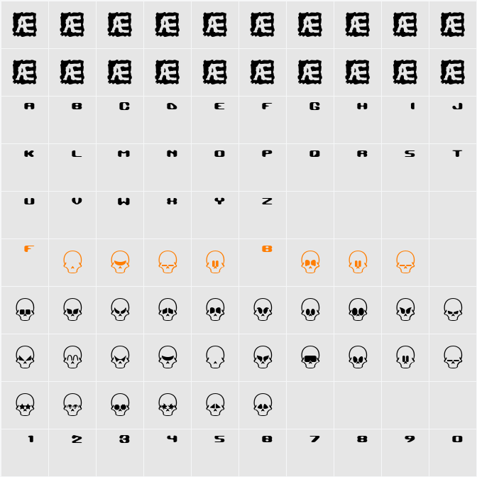Skull Capz BRK Character Map