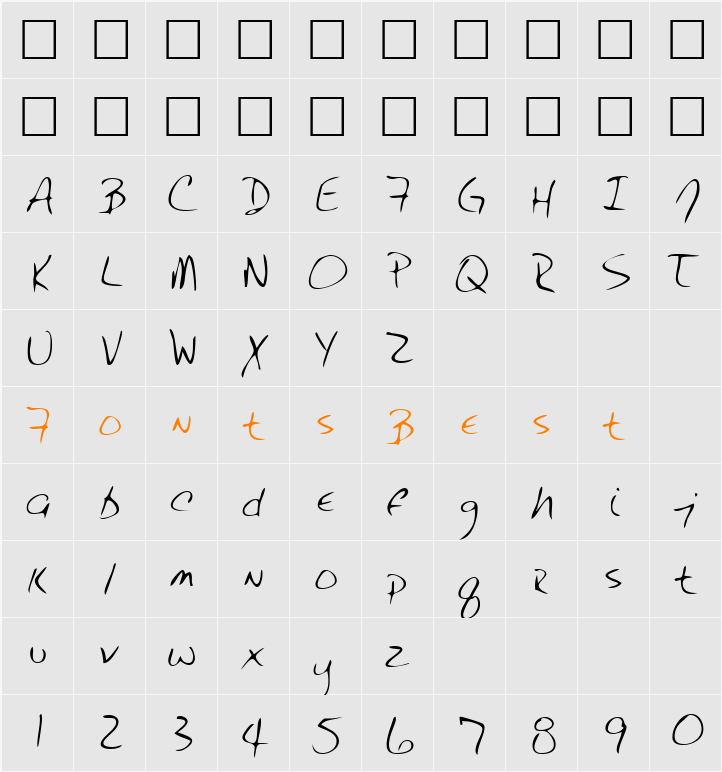 QuentinsHand Character Map